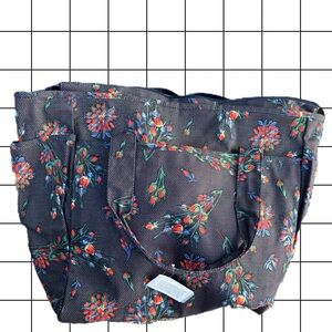 Cath Kidston Tote - Navy Polka Dot with Red Florals BN